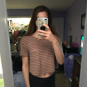 Brown and white striped t-shirt